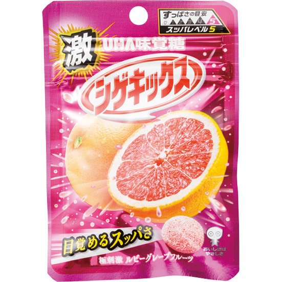 UHA味覚糖:激シゲキックス 極刺激ルビーグレープフルーツ:お菓子