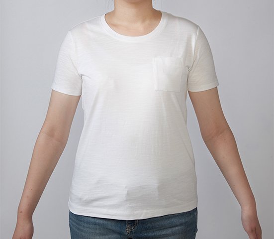 無印良品:オーガニックコットン ムラ糸 クルーネック半袖Tシャツ:白Tシャツ