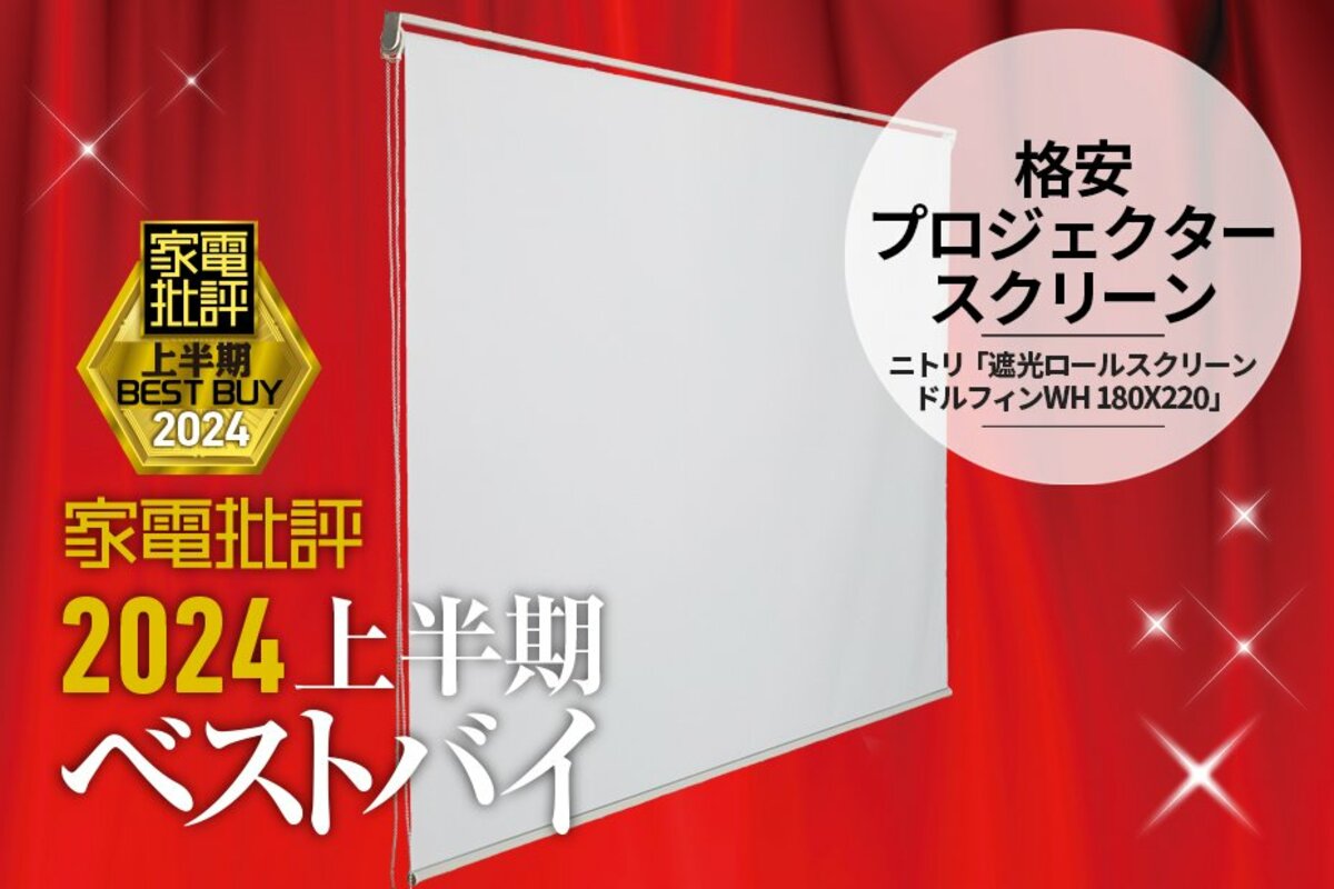 格安プロジェクタースクリーン】裏面に投影できる！ニトリ「遮光ロールスクリーン」【家電批評2024上半期ベストバイ】