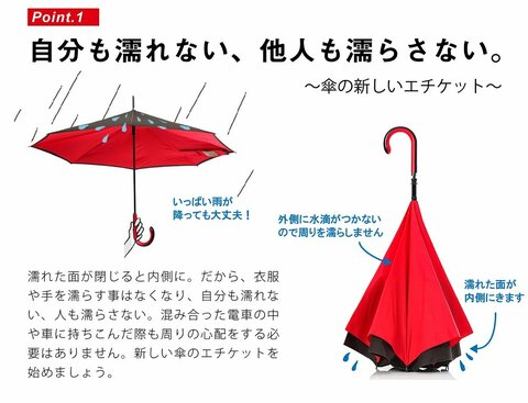 閉じても濡れない しかも自立する 電車通勤なら 逆折り式傘 が絶対おすすめ 360life サンロクマル